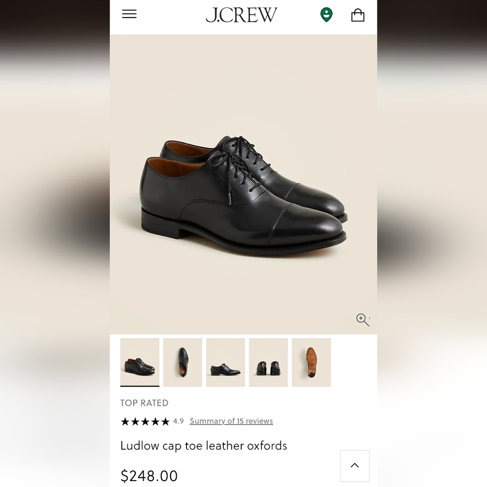 J. Crew Ludlow Black Leather Oxfords